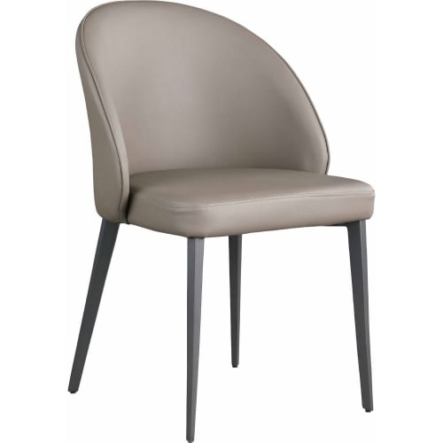 Kate Curved Back Dining Chair in Gray Leatherette & Black (Set of 2)